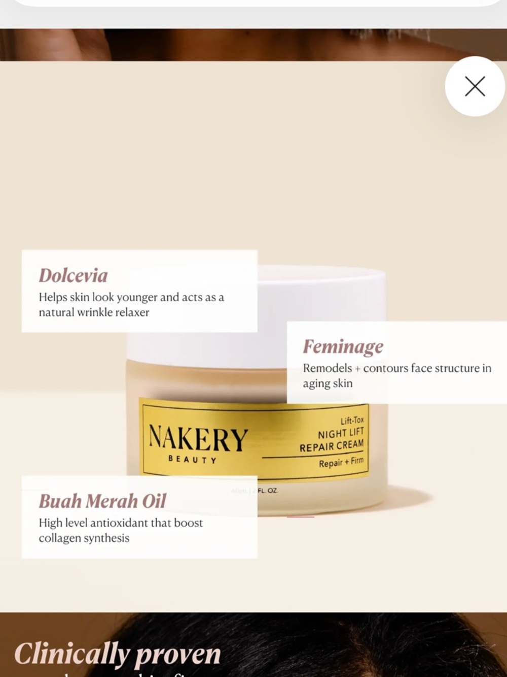 Nakery Beauty Night Lift Repair Cream with Lift Tox - Picture 4 of 10